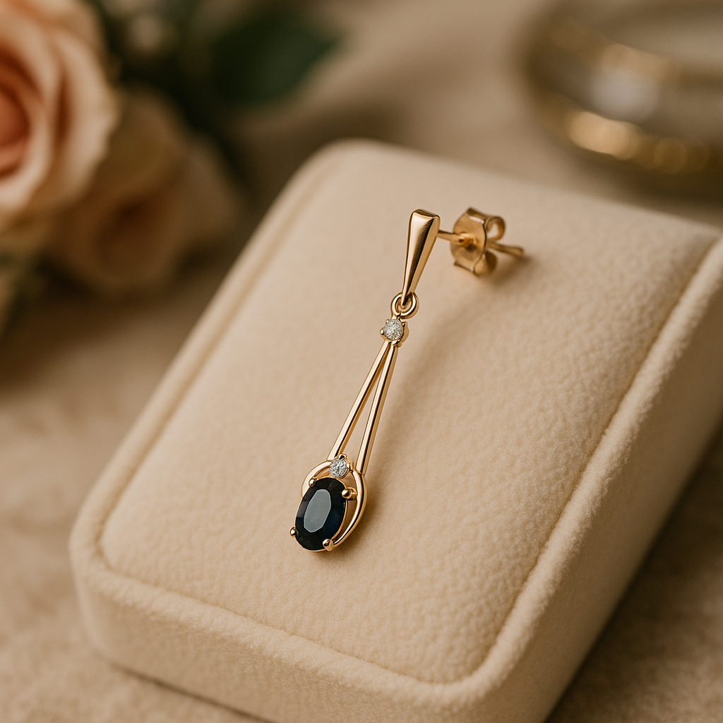 Blue Sapphire & White Zirconia Earrings