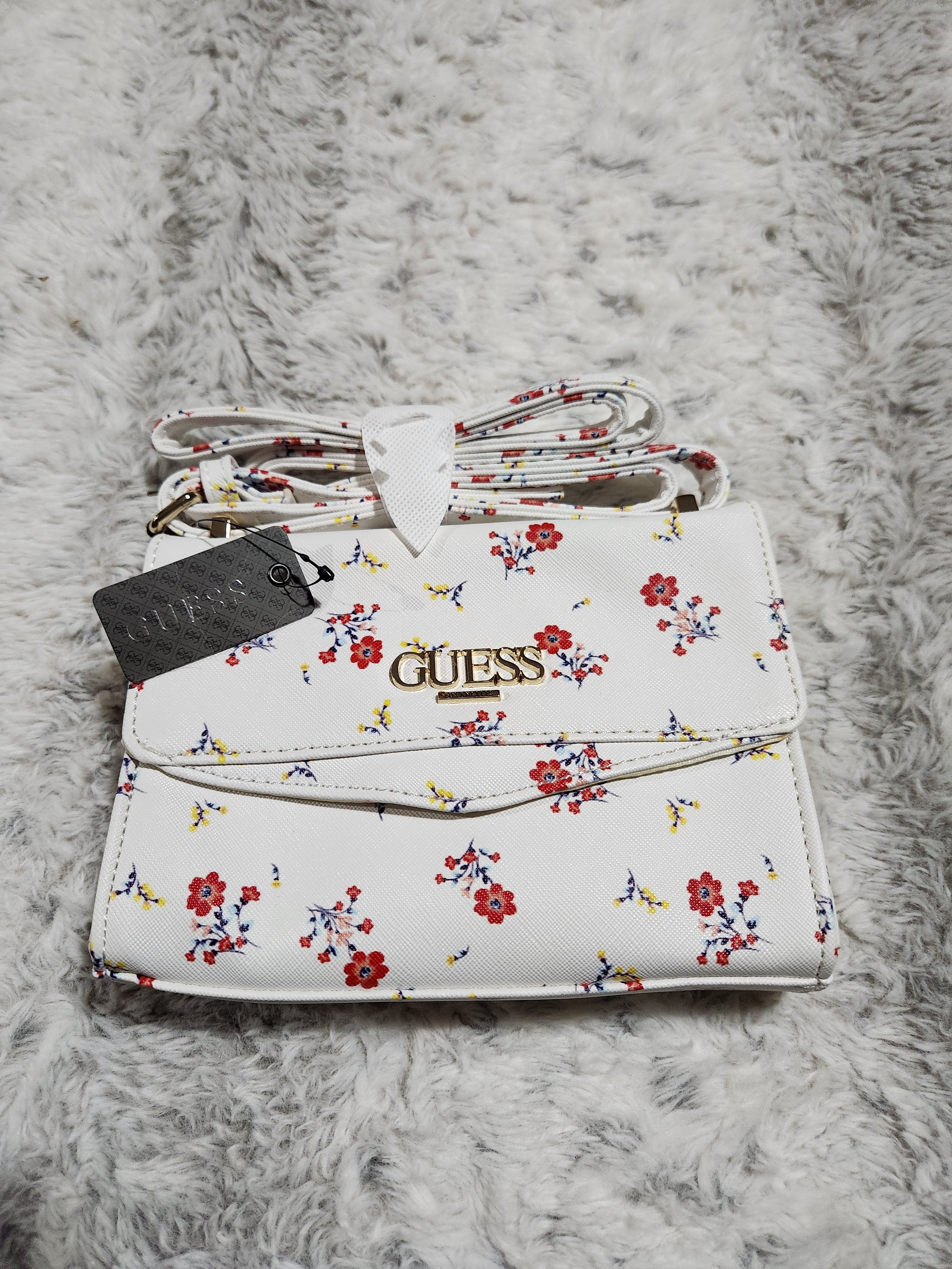 GUESS Pink Floral Print Wallet Crossbody Bag