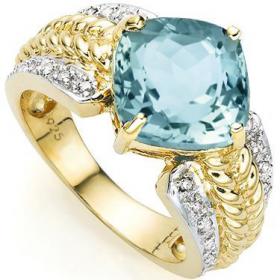 Diamond and Blue Topaz Ring