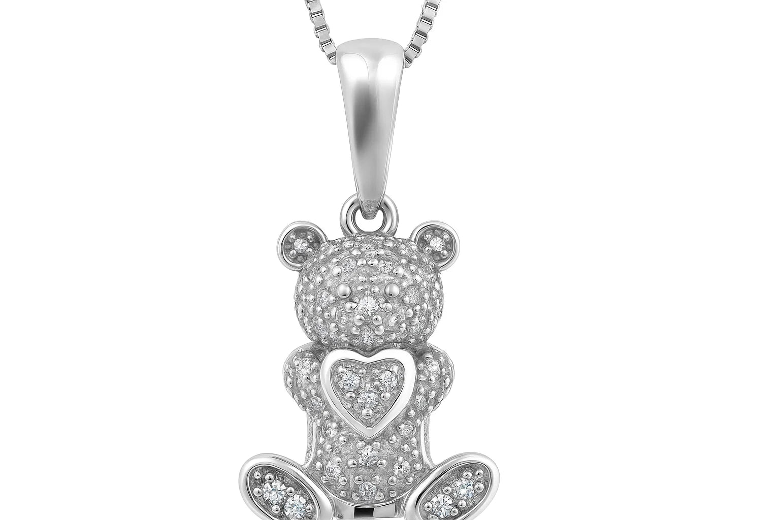Cute Bear Holding Heart Necklace