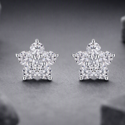 Paris Flower - Fashionable And Luxurious Diamond Jewelry Set With Moissanite S925 Sterling Silver And Platinum-plated Stud Earrings