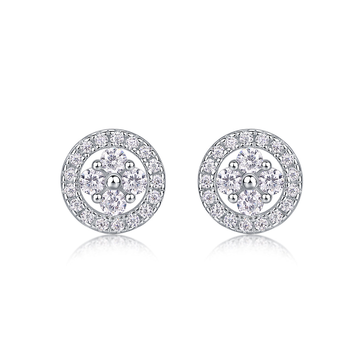 Silver Osmanthus - Fashionable And Luxurious Diamond Jewelry Earrings Set With Moissanite S925 Sterling Silver And Platinum-plated Stud Earrings