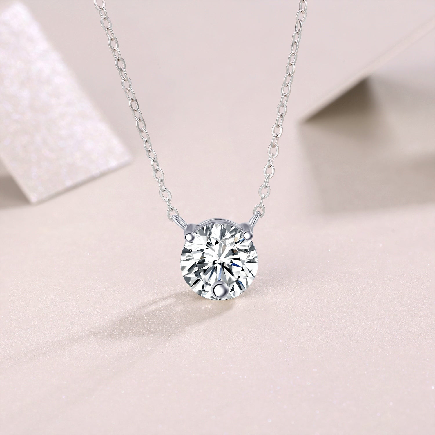 Love Of Time Solitaire Pendant — 2-Carat Moissanite & Platinum-Plated Sterling Silver