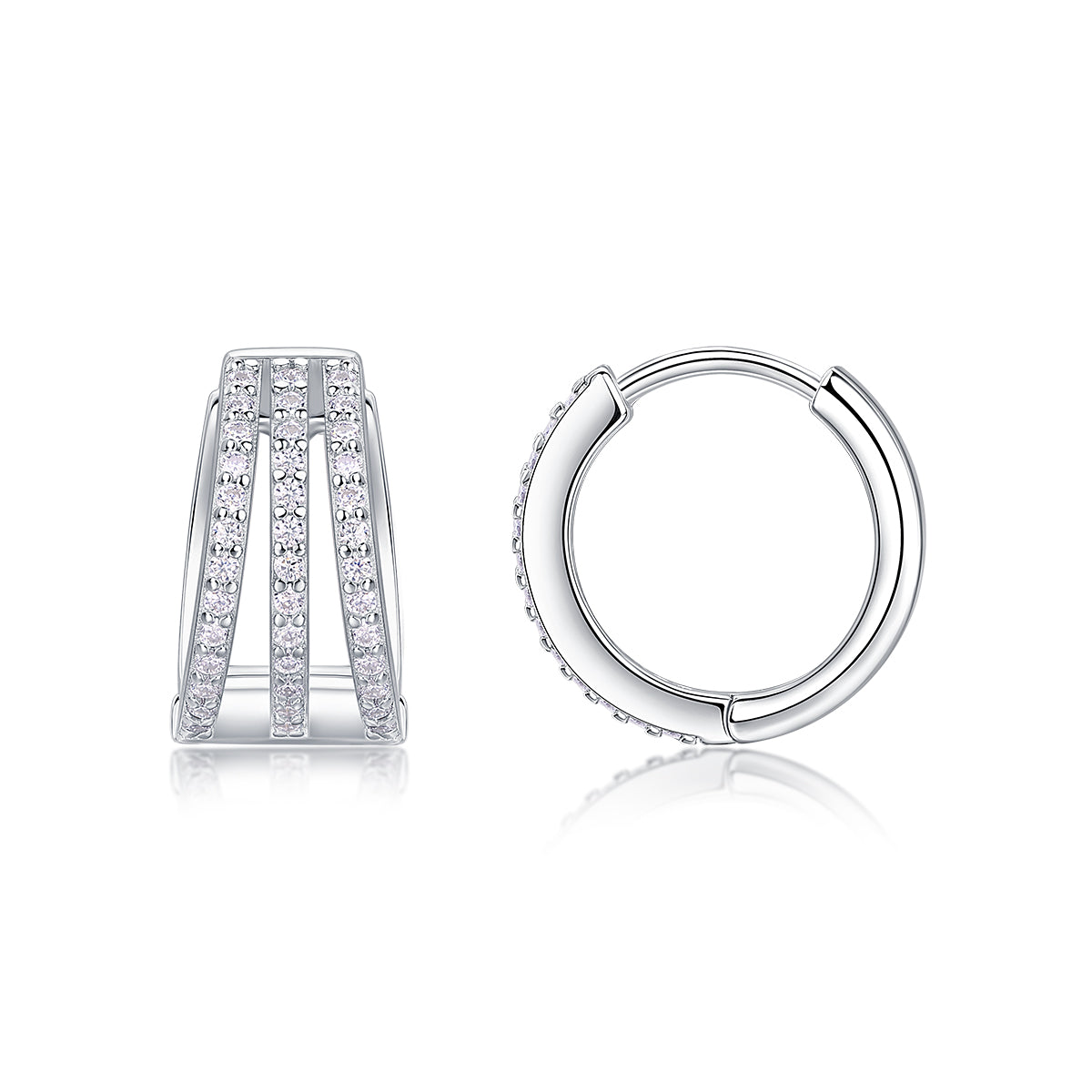 Human March Luxury Fashion Diamond Earrings Stud Inlaid With Mosan Diamond Silver Jewelry