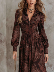 Paisley Zippered Waist Maxi Dress