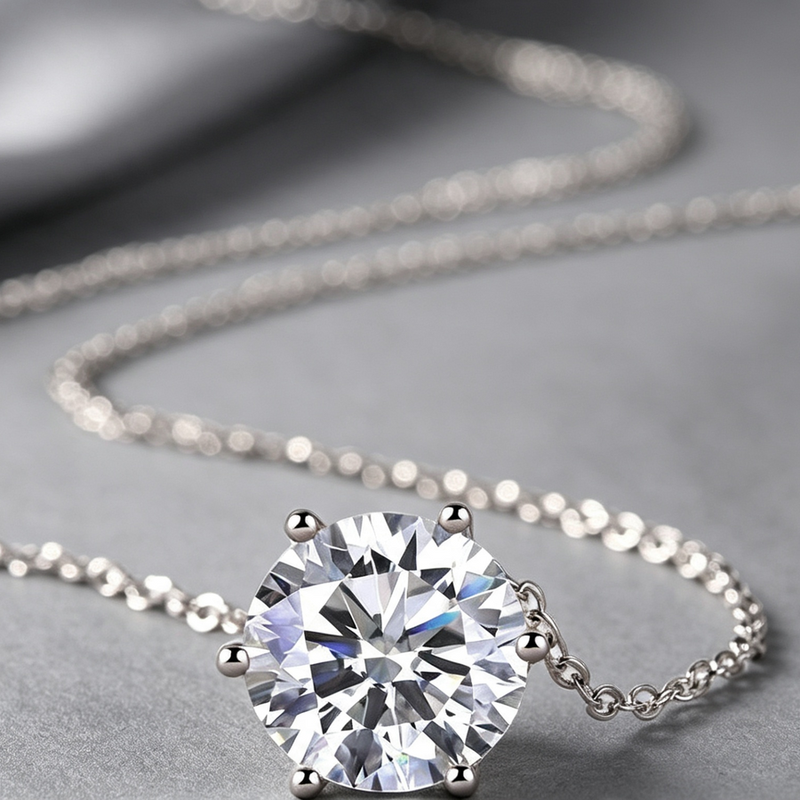 Afternoon Rose - A Fashionable And Luxurious Diamond Jewelry Pendant Set With 1-carat, 2-carat And 3-carat Moissanite S925 Sterling Silver And Platinum Plating