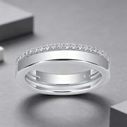 Double Ring Shadow - A Fashionable And Luxurious Jewelry Piece Set With Moissanite S925 Sterling Silver And Platinum-plated Diamond