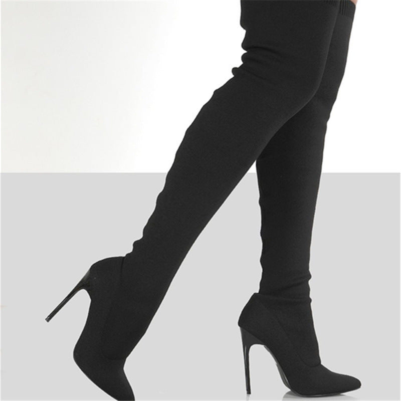High-heel Knit Over-the-knee Boots