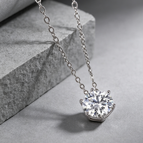 Afternoon Rose - A Fashionable And Luxurious Diamond Jewelry Pendant Set With 1-carat, 2-carat And 3-carat Moissanite S925 Sterling Silver And Platinum Plating