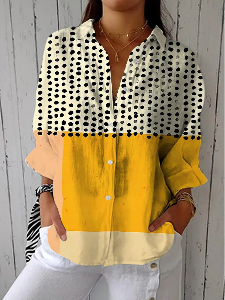 Lydia | Abstract Dot Pattern V-Neck Shirt