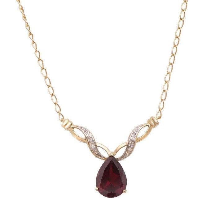 18k Yellow Gold Over Solid Sterling Silver Diamond and Ruby Necklace - Roxy's Store