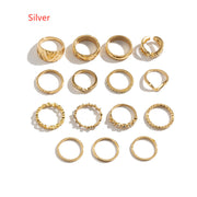 European And American Retro Cold Wind Combination Hollow Curved Ring