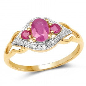 Gorgeous Ladies Sterling Silver Ruby with Diamond Size 7 Designer Ring