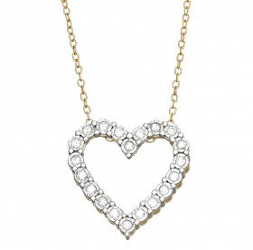 14K Yellow Gold Diamond Heart Shape Necklace - Roxy's Store