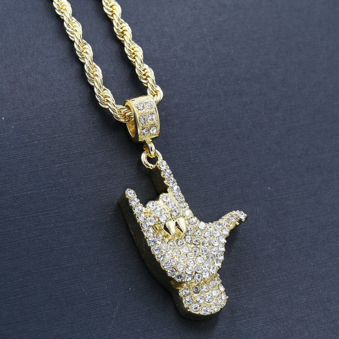 I Love You Handmoji Necklace 24"