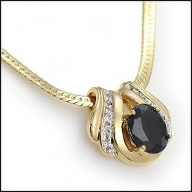 Yellow Gold Over Solid Sterling Silver Diamonds and Black Sapphire Necklace - Roxy's Store