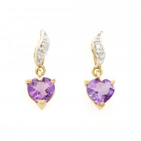 18K Yellow Gold Over Solid Sterling Silver Diamonds and 1.1CTW Amethyst Designer Earrings - Roxy's Store