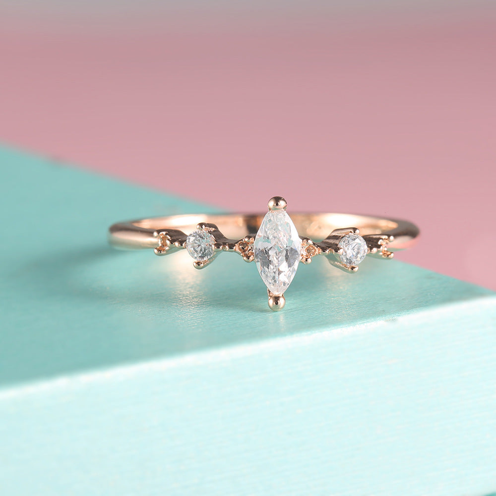 Diamond Plating Rose Gold Ladies Ring