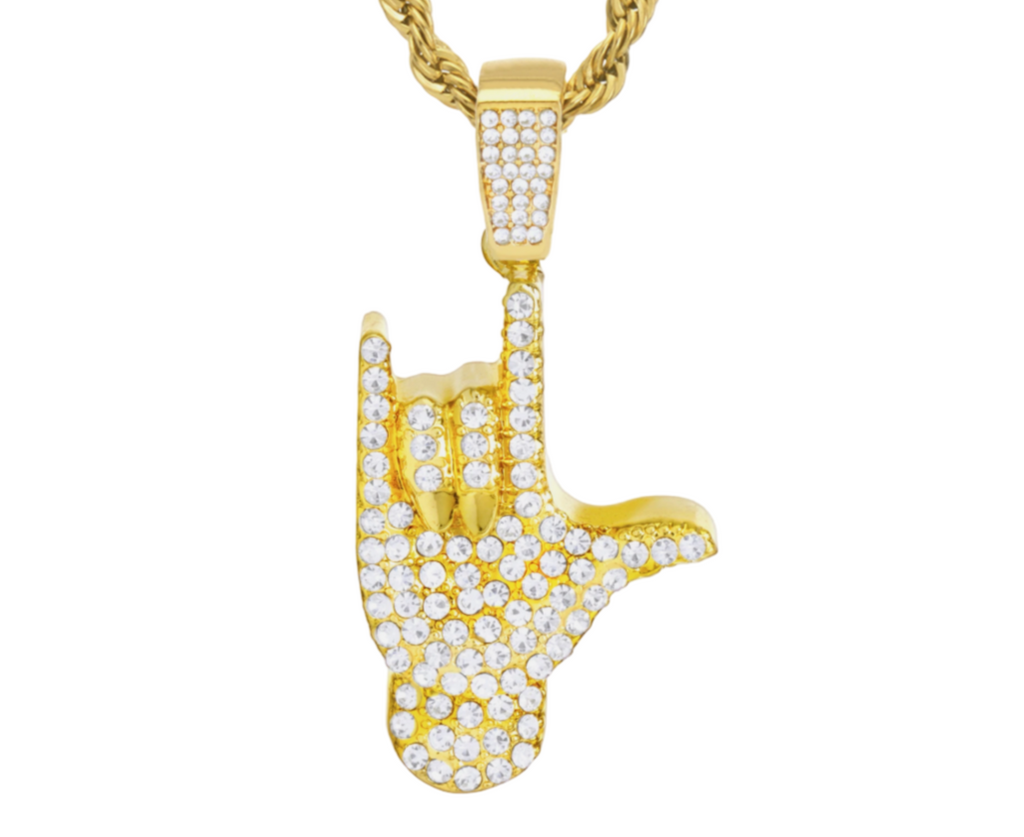 I Love You Handmoji Necklace 24"