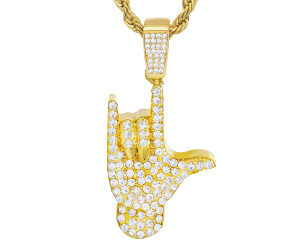 I Love You Handmoji Necklace 24"