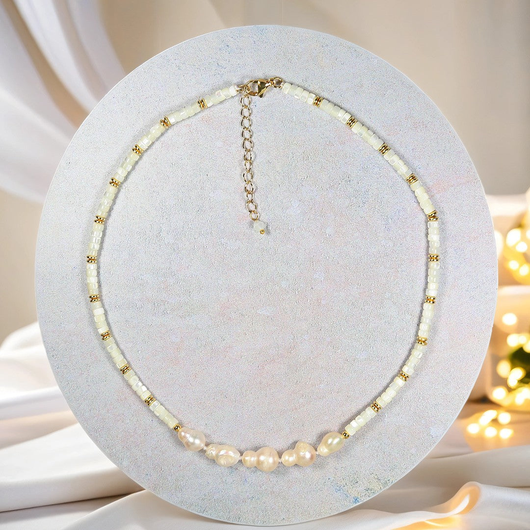 Elegant Mother of Pearl Choker Necklace