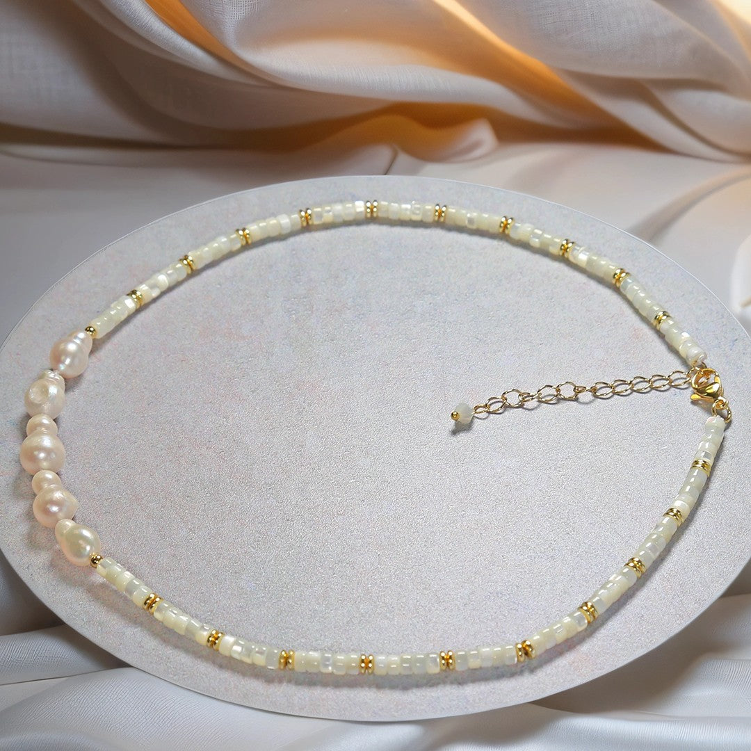 Elegant Mother of Pearl Choker Necklace