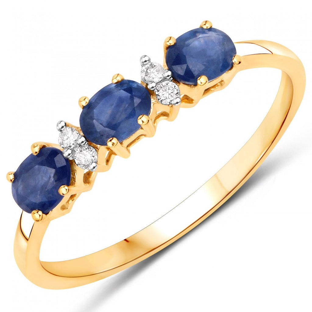 Gorgeous Womens Solid 10K Yellow Gold Sapphire and Diamond Size 7 Designer Ring