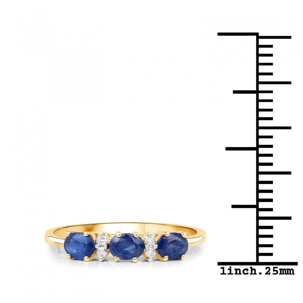 Gorgeous Womens Solid 10K Yellow Gold Sapphire and Diamond Size 7 Designer Ring