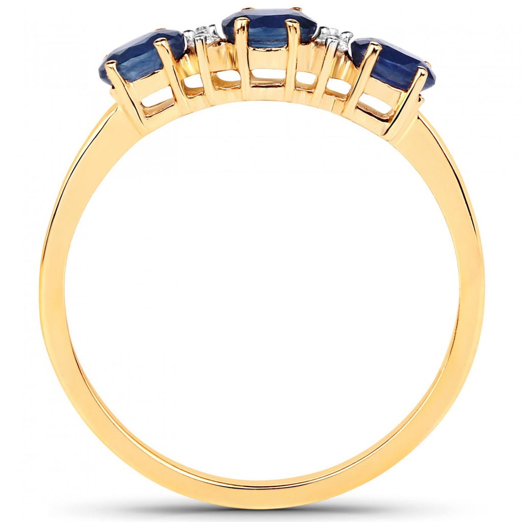 Gorgeous Womens Solid 10K Yellow Gold Sapphire and Diamond Size 7 Designer Ring
