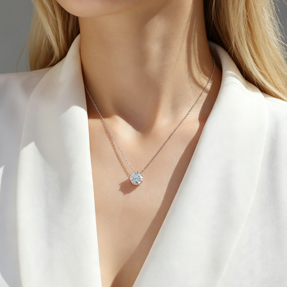 Afternoon Rose - A Fashionable And Luxurious Diamond Jewelry Pendant Set With 1-carat, 2-carat And 3-carat Moissanite S925 Sterling Silver And Platinum Plating