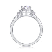 Luxury Fashion Large Diamond Wedding Ring With Moissanite Silver Ring