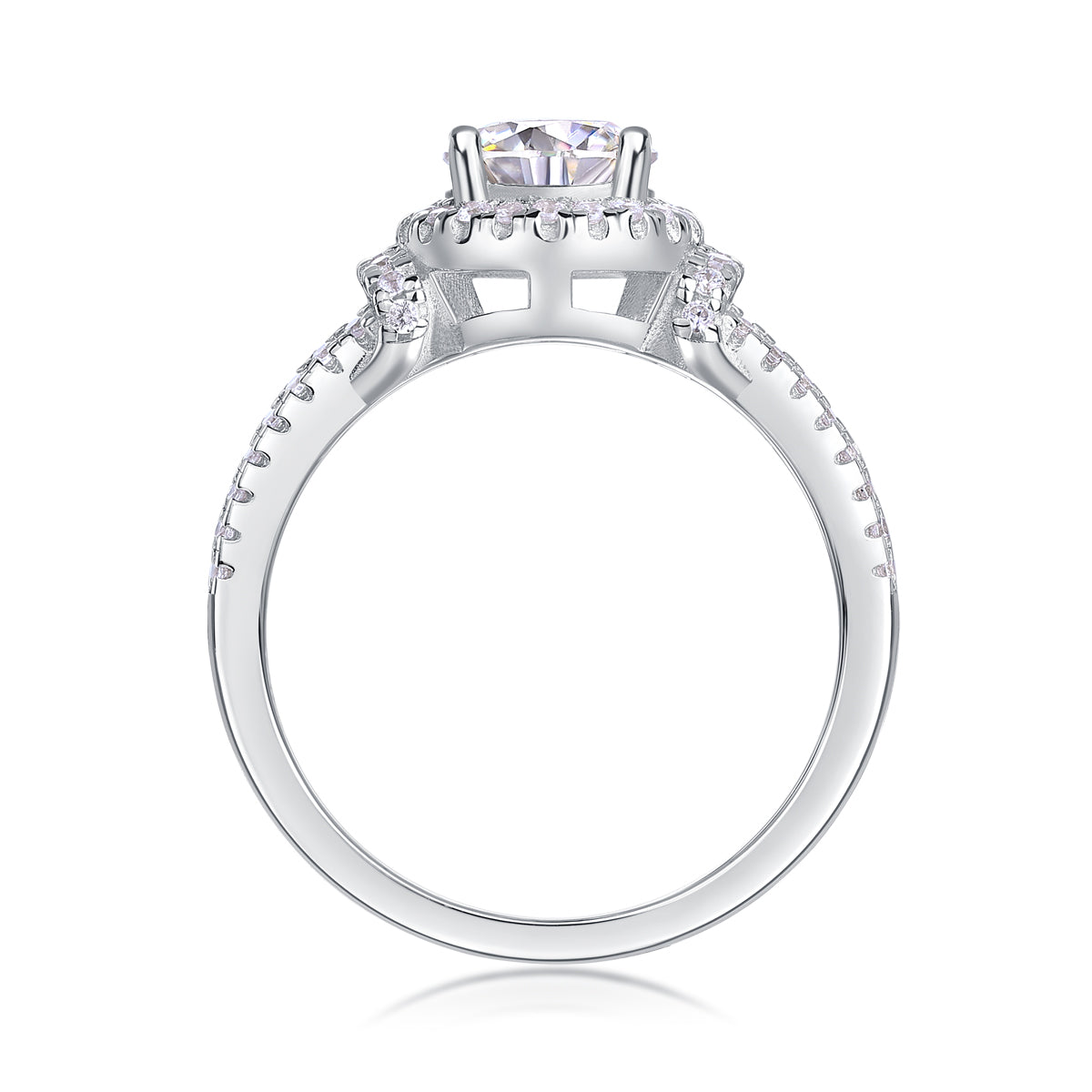 Luxury Fashion Large Diamond Wedding Ring With Moissanite Silver Ring