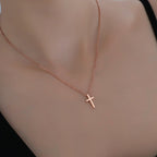 Cross Necklace Light Luxury Minority Titanium Steel Gold Clavicle Chain