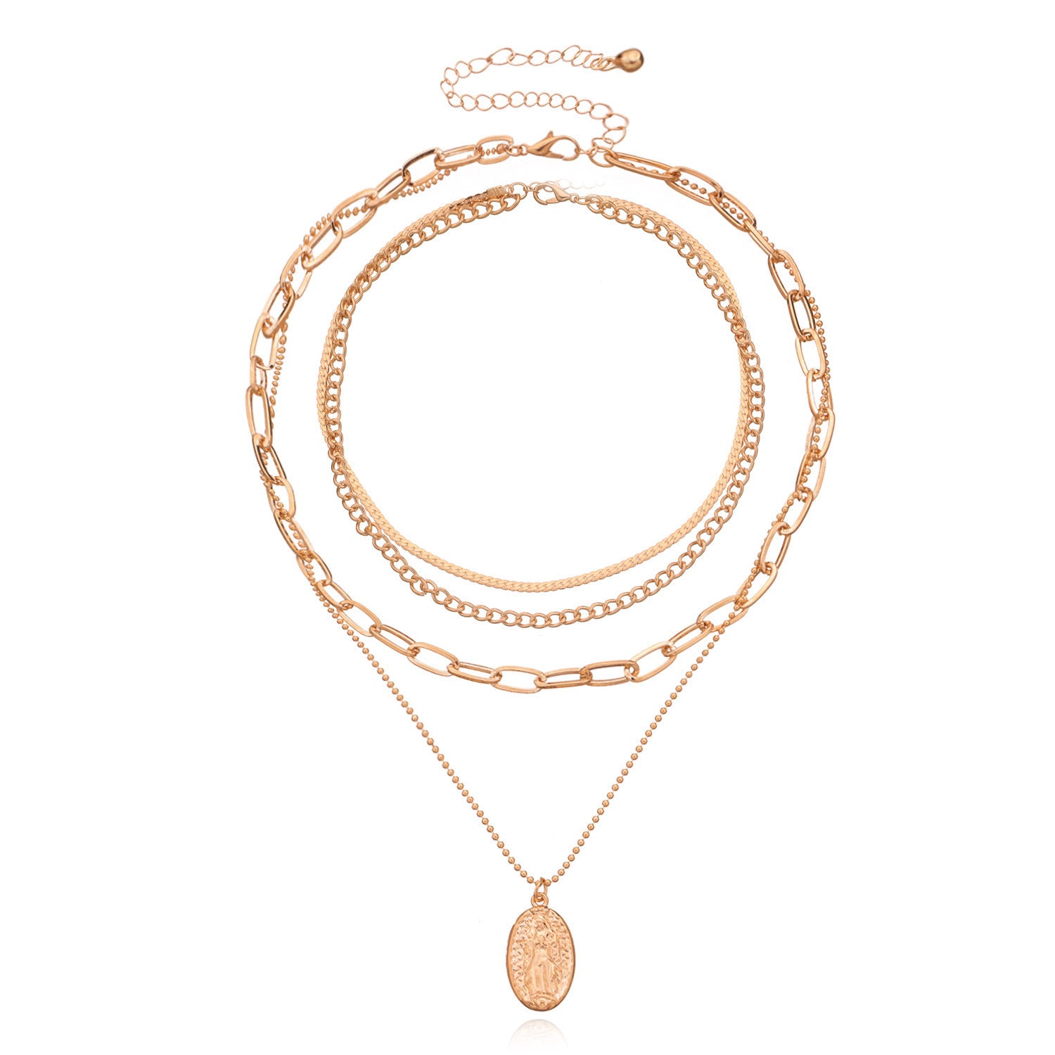 Vintage Bohemia Gold Coin letter Layered Chain Necklace For Women Shell Pearl Moon Long