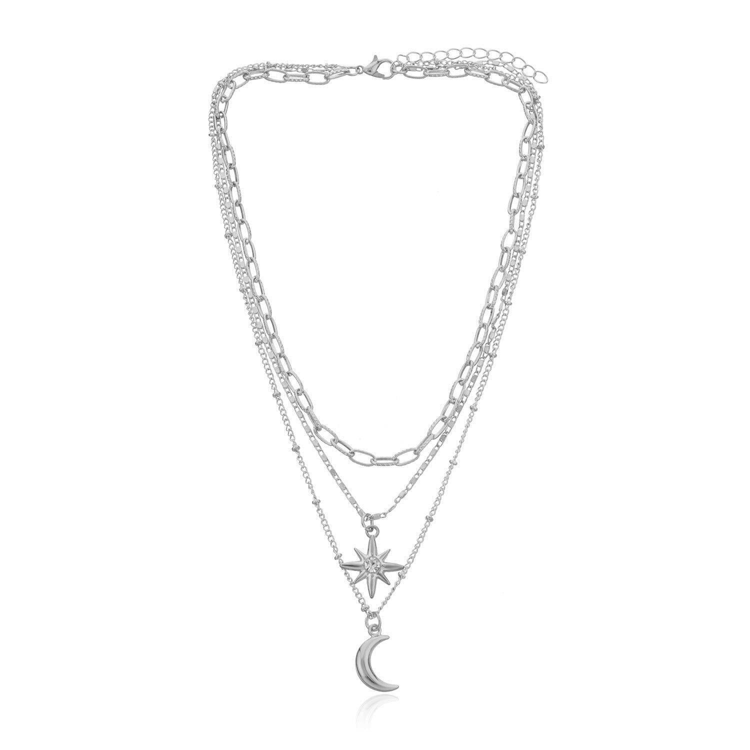 Vintage Bohemia Gold Coin letter Layered Chain Necklace For Women Shell Pearl Moon Long