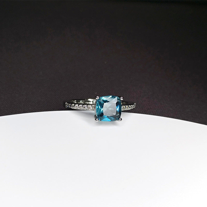 European And American Four Prong Sapphire Moissanite Diamond Ring