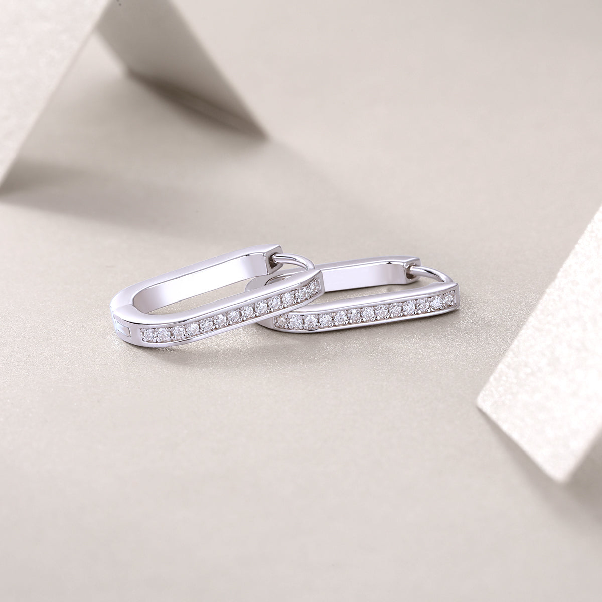 Reincarnation Hoop Earrings — Moissanite & Platinum-Plated Sterling Silver