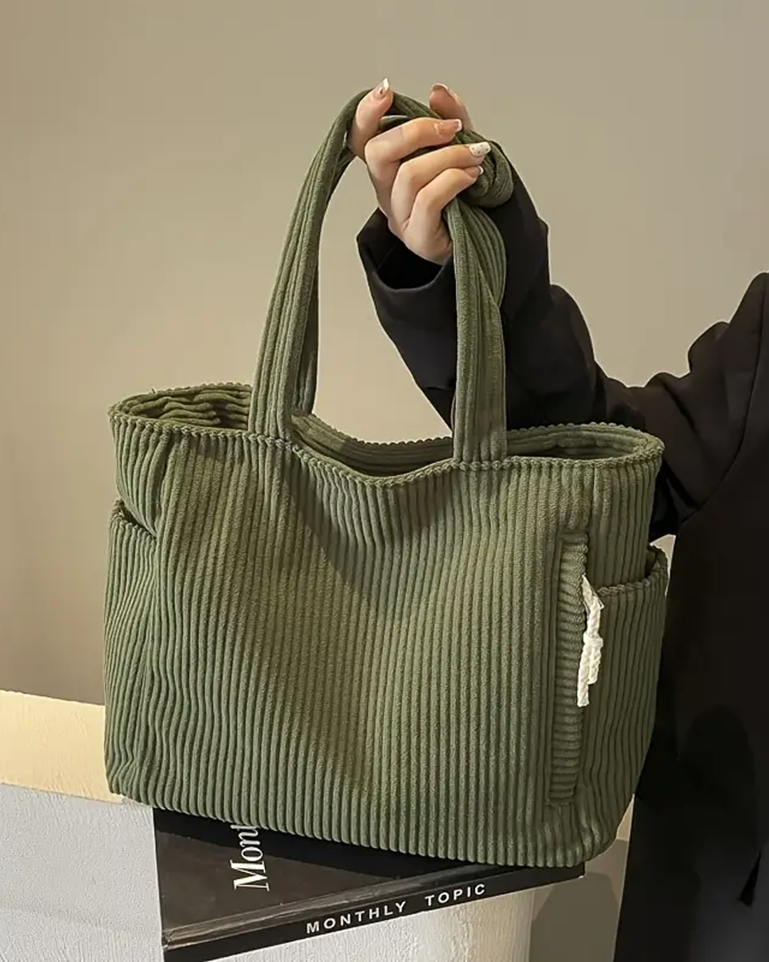 Large Corduroy Tote Bag for Women