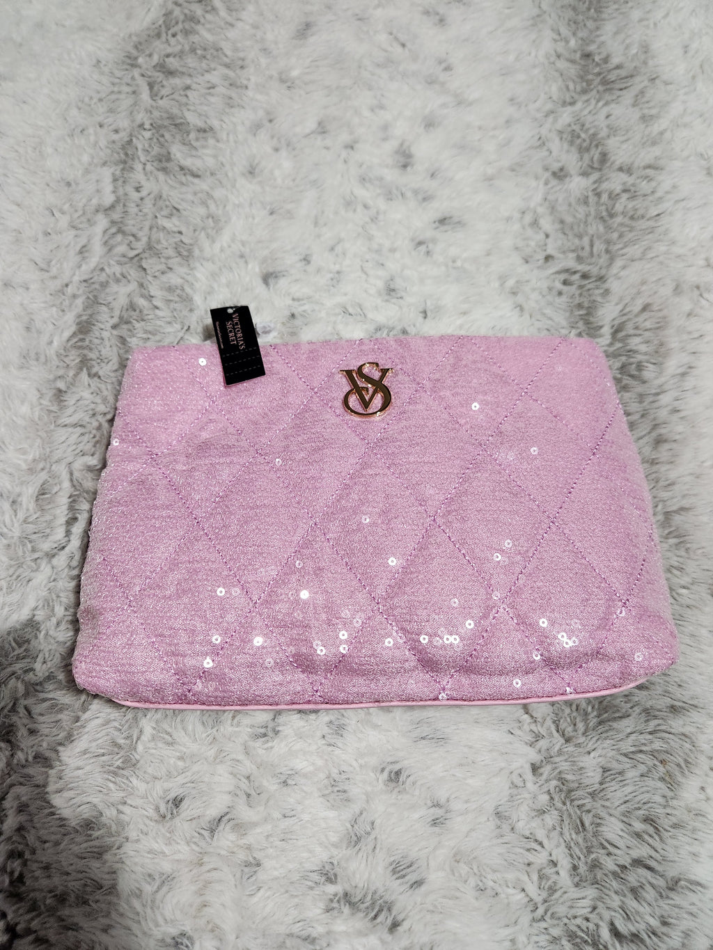 Victoria's Secret Pink Sequins Zip Cosmetic Bag