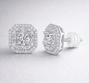 Large Diamond Set With Moissanite Silver Earrings Luxury Fashion Diamond Stud Earrings