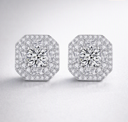 Large Diamond Set With Moissanite Silver Earrings Luxury Fashion Diamond Stud Earrings