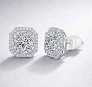 Large Diamond Set With Moissanite Silver Earrings Luxury Fashion Diamond Stud Earrings