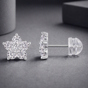 Paris Flower - Fashionable And Luxurious Diamond Jewelry Set With Moissanite S925 Sterling Silver And Platinum-plated Stud Earrings