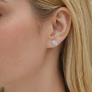 Paris Flower - Fashionable And Luxurious Diamond Jewelry Set With Moissanite S925 Sterling Silver And Platinum-plated Stud Earrings