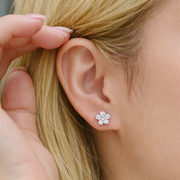 Paris Flower - Fashionable And Luxurious Diamond Jewelry Set With Moissanite S925 Sterling Silver And Platinum-plated Stud Earrings