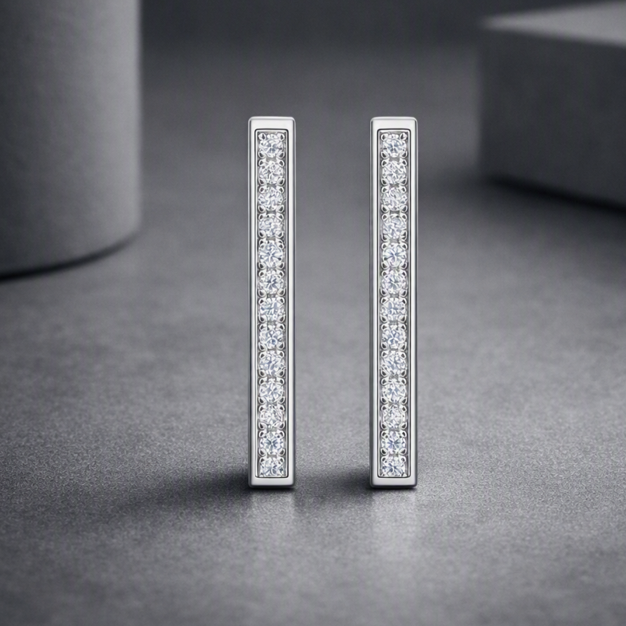 Kokang - Fashionable And Luxurious Diamond Jewelry With Moissanite S925 Sterling Silver And Platinum-plated Stud Earrings