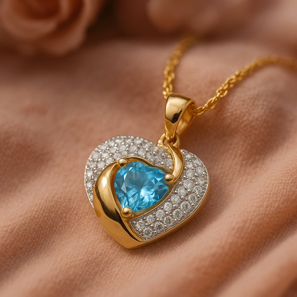 14K Yellow Gold Over Sterling Silver Heart Necklace