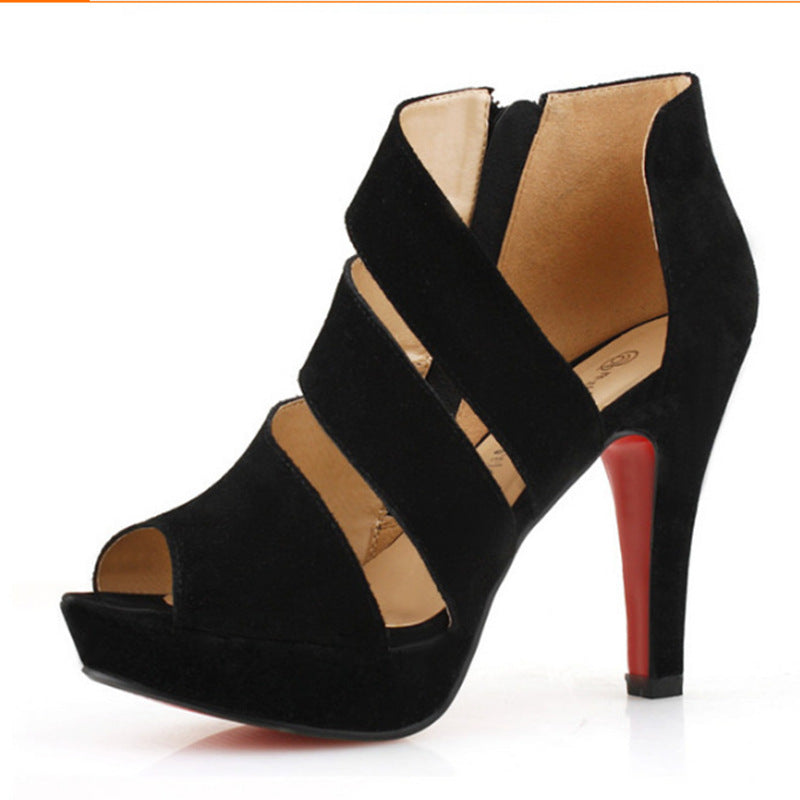 Sexy Fish Mouth Suede High Heels