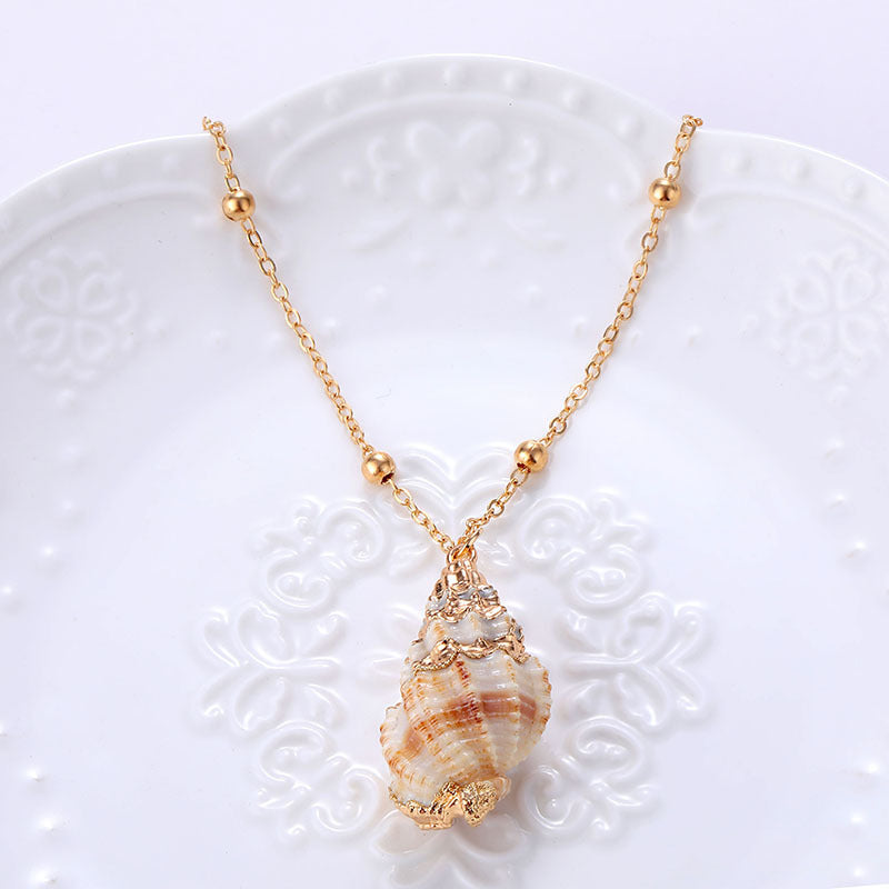 Women's Beach Shell Gold-plated Pendant Conch Necklace