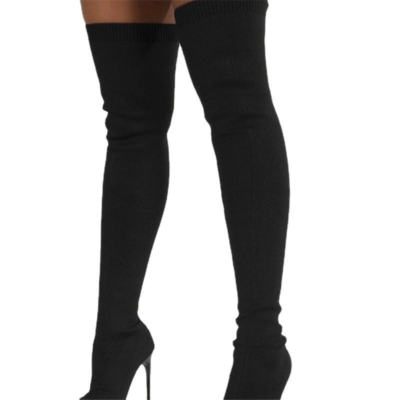 High-heel Knit Over-the-knee Boots